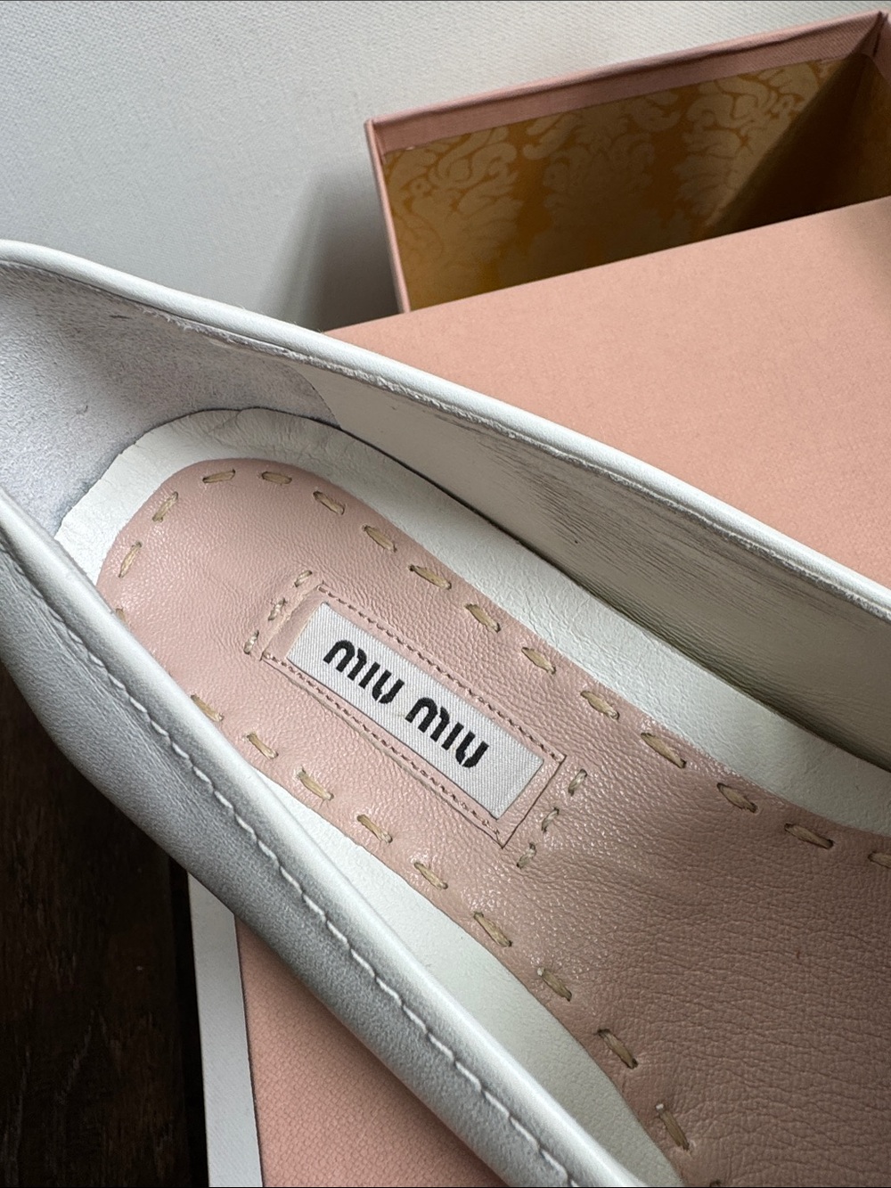 Miu Miu White Skate Sneaker Leather Slip-On Loafers with Silver Cap Toes | 38.5 - Picture 2 of 11